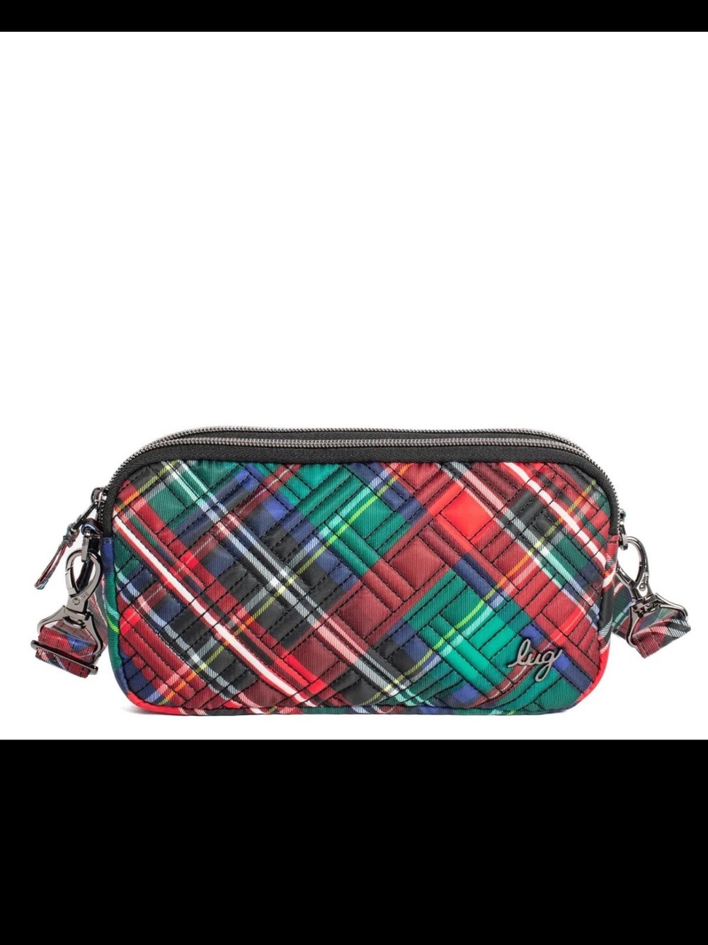 Lug Plaid Quilted Crossbody Bag in Red, Green & Blue